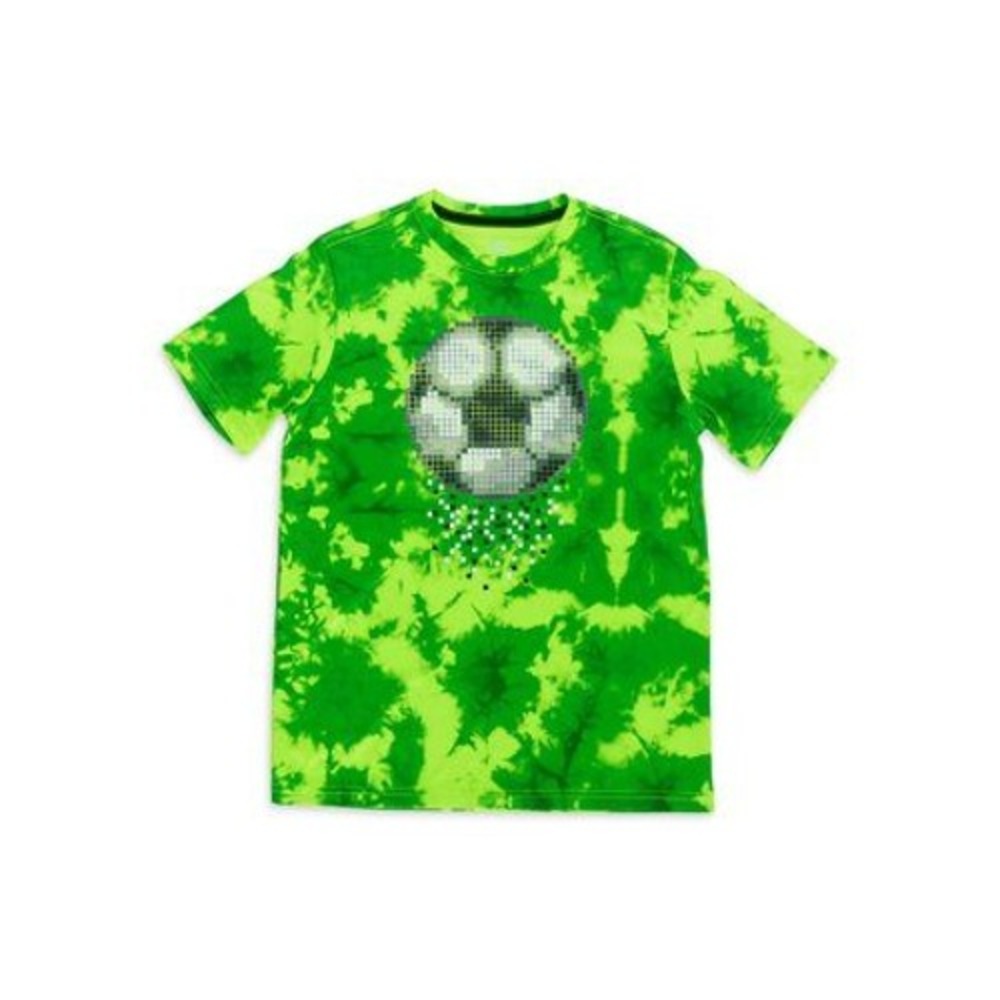 Athletic Works Graphic T-Shirt Boys XL 14-18 Green Soccer Tie Dye Activewear
